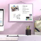 MaxGear Double-Sided Dry Erase Board for Wall, 16"x12" Hanging Whiteboard, Small Dry Erase White Board kit, Portable Whiteboard for Planning, Drawing, Memo, to Do List, Purple Frame