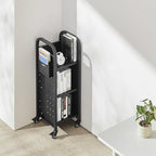 VEVOR Rolling Library Book Cart, 220 lbs Capacity, 12.6 x 13.8 x 36.8-Inch Library Cart, Single Sided L-Shaped Shelves with 2-Inch Lockable Wheels, Book Truck for Home Shelves Office and School, Black