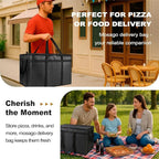 2PK XXXL Insulated Food Delivery Bag - Reusable Thermal Cooler Grocery Bags for Catering & Delivery, Pizza Carrier for Events, Large Capacity Bag Keeps Food Hot/Cold for Shopping, Commercial, Black