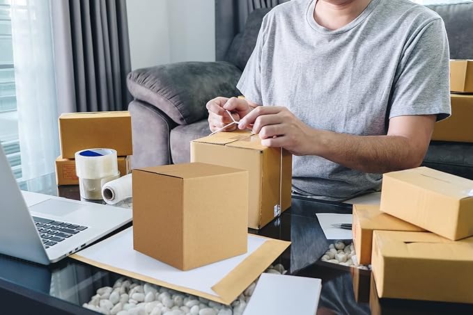 Eupako 5x5x5" Cardboard Box Mailers 25 Pack Brown Cube Corrugated Small Shipping Boxes for Mailing