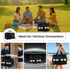 Insulated Food Delivery Bag with 4 Cup Holder and Bottom Support, XXX-Large Insulated Grocery Bags Keep Food Hot/Cold, Cooler Bags with Drink Carrier, Food Carrier Catering Bag for Events,Black