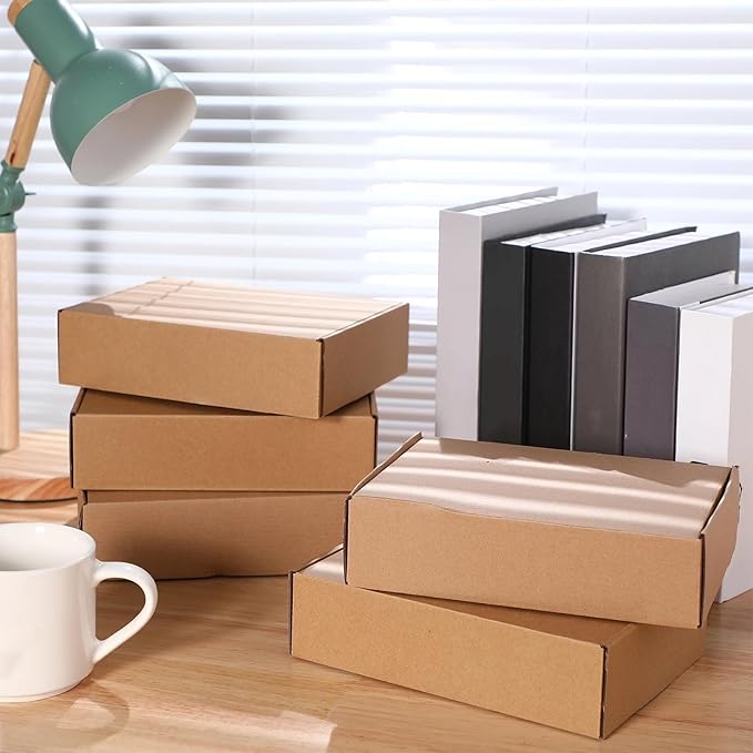 Qilery 200 Pcs Shipping Boxes Cardboard Gift Corrugated Cardboard Brown Boxes Mailer Packaging for Mailing Small Business Present (9 x 6 x 2 Inch)