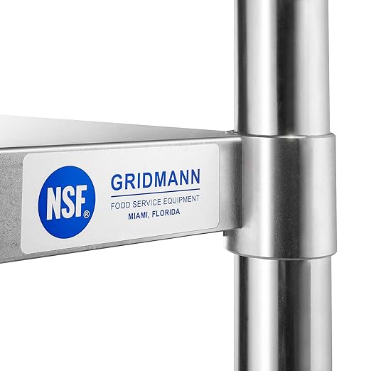 GRIDMANN NSF Stainless Steel Work & Prep Table 72 x 30 Inches with Caster Wheels and Under Shelf for Restaurant, Home, Hotel