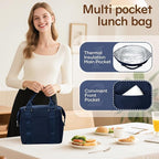 coowoz Lunch Box for Women Insulated Adult Lunch Tote Cooler Bag loncheras para mujer Lunchbox Lunchbag for Men Work Picnic Office Beach Sapphire Blue