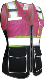 Safety Vest for women, Hi vis Reflective Lady Work vest With 9 Multi Pocket And Zipper