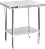 DuraSteel 30x24 Small Stainless Kitchen Island - NSF Outdoor Grill Work Station with Under Shelf - Metal Microwave Stand - For Laundry Room, Kitchen, Garage, Restaurant