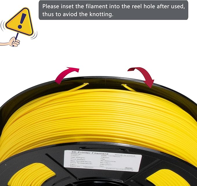iSANMATE ASA Filament 1.75mm Yellow 1KG, UV & Weather Resistant 3D Printer Filament Perfect for Outdoor Functional Parts, Dimensional Accuracy +/- 0.02mm, 1kg Spool (2.2lbs)