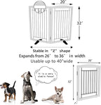 Dog Fence Indoor - 2-Panel Freestanding Dog Gate for Doorways, Hallways, House or Stairs -40x32-Inch Retractable Foldable Expandable Wood Pet by SFJC (White)
