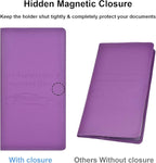 Cacturism Car Registration and Insurance Card Holder, Vehicle Glove Box Car Organizer Women Car Accessories with Magnetic Shut for Cards, Essential Document, Driver License, Purple