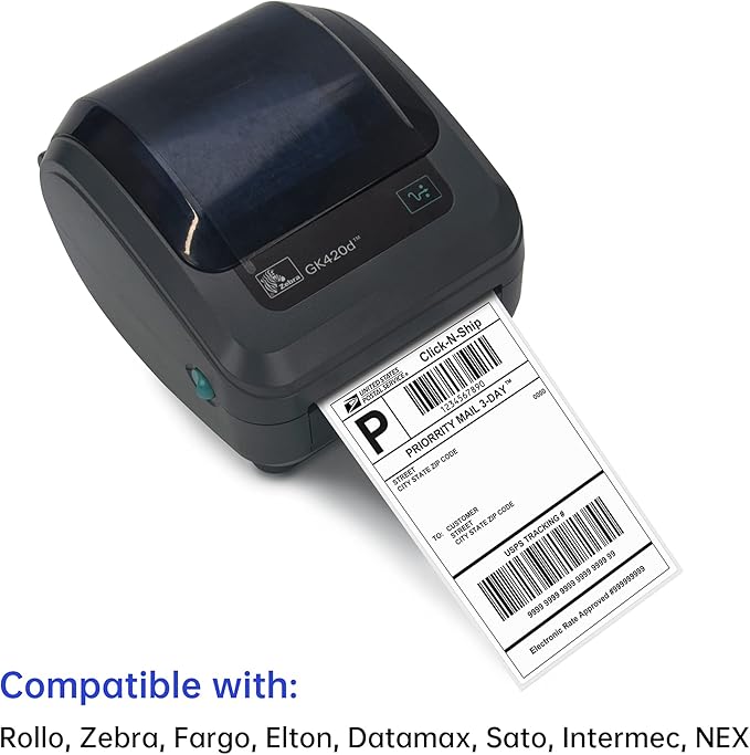 ESSENTIAL Fanfold 4" X 6" Direct Thermal Shipping Labels with Perforations, 5000 Labels, Permanent Adhesive - Compatible with Rollo & Zebra Printer