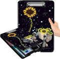 A4 Clipboards,Folder Clipboard with Storage Elephant Sunflower Heavy Duty Clip Boards Waterproof Nursing Plastic File Folder Storage Box Clipboard Case for Teacher,Doctor,Office
