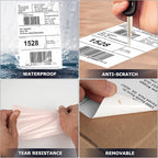 White Direct Thermal Labels 4 × 6 Inch Vinyl Self-Adhesive Fanfold Shipping Stickers Waterproof Perforated Printer Decal for Office School Warehouse 500 PCS
