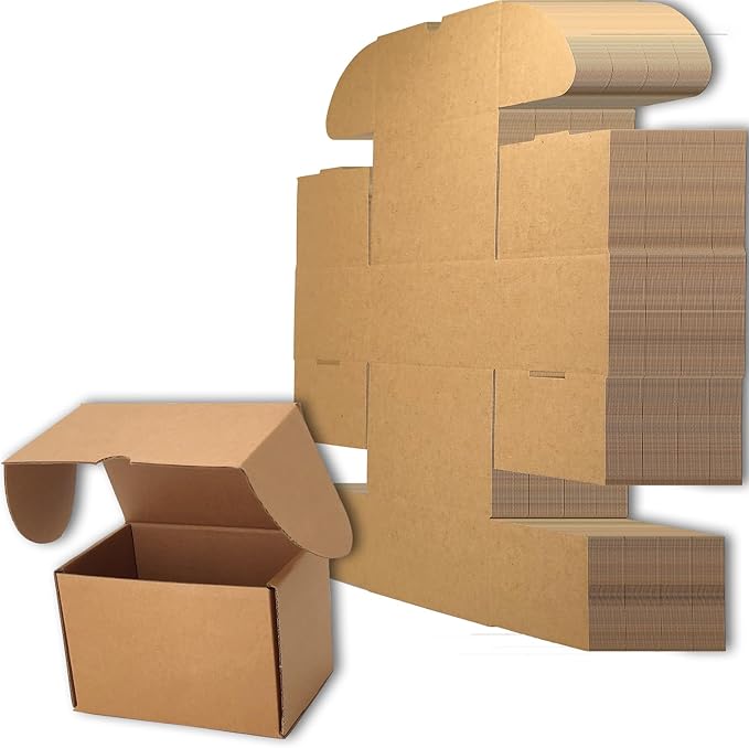 8x6x6 inches Small Shipping Boxes Set of 25 - Brown Mailer Corrugated Cardboard Boxes for Shipping Packaging Mailing Products