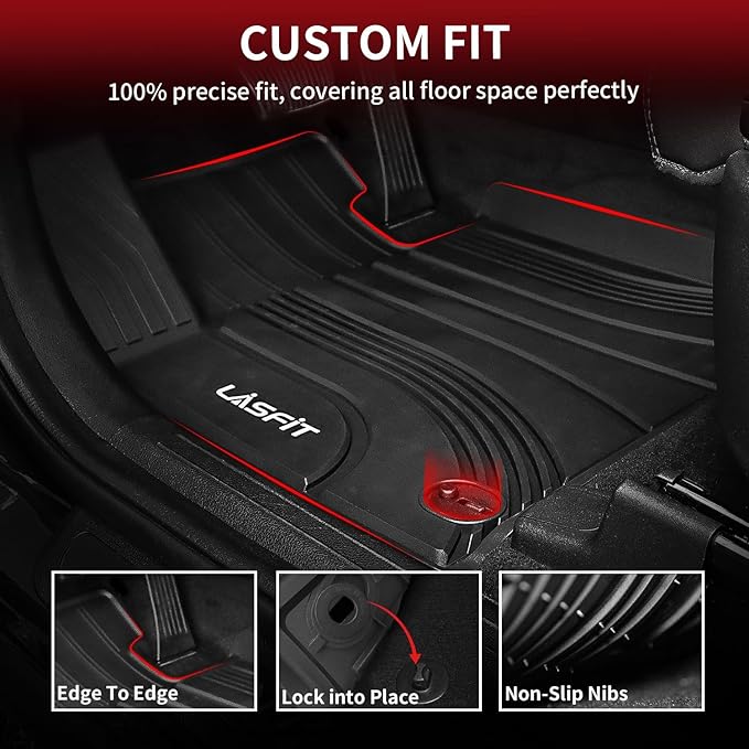 LASFIT Floor Mats for Hyundai Elantra 2026 2025 2024 2023 2022 2021 (Only Fit Gas & Automatic) & Elantra N 2022-2025 (Only Fit Automatic) Custom Fit TPE All Weather Floor Liners Car Mats, Black