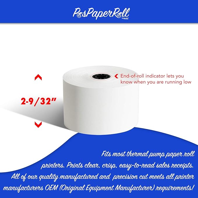 Thermal Gas Pump Receipt Paper 2 9/32" x 400 ft (12 rolls/case) – BPA Free