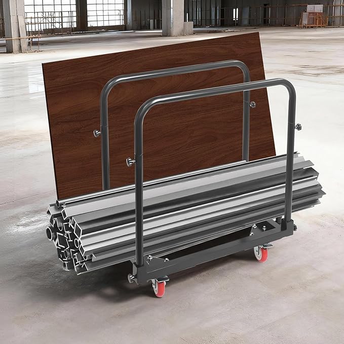 Undercat Steel Panel Truck, Heavy Duty Lumber Drywall Dolly, 1400lbs Platform Truck with 4 Swivel Casters, Flatbed Cart with 3 Side Handrails & Bottom Crossbar for Warehouse, Garage, Home, Black