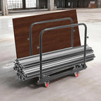 Undercat Steel Panel Truck, Heavy Duty Lumber Drywall Dolly, 1400lbs Platform Truck with 4 Swivel Casters, Flatbed Cart with 3 Side Handrails & Bottom Crossbar for Warehouse, Garage, Home, Black