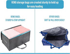 VENO 4 Pack Moving and Storage Bags, Heavy Duty, Alternative to Moving Boxes, Large Packing Totes Supplies for College Dorm Room with Zipper for Clothes, Wide Open Design (Dark Gray, 4 Pack)