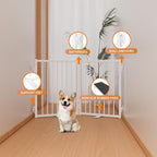 Full Metal Freestanding Gate with Door, 24'' Height Foldable Pet Dog Fence for Indoor & Outdoor, 2 Panels Extra Wide Free Standing Small Dog Gates for Doorways,House,Stairs,Porch,Deck,Yard