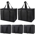 Bodaon 5-Pack Insulated Reusable Grocery Shopping Bag, X-Large Frozen Food Cold, Cooler Bags, Insulated Pizza Delivery Bag, Black