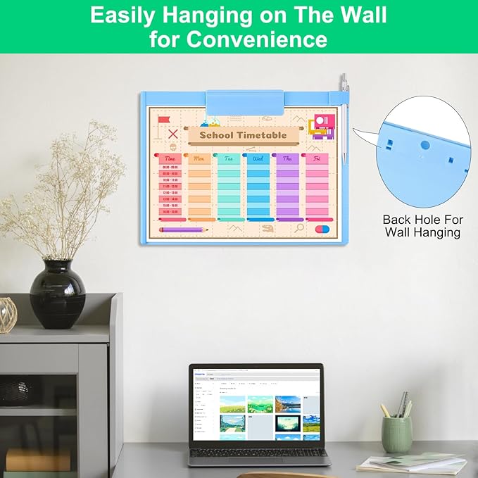 1 PCS A4 Size Clipboards,Plastic Clipboard,8.5x11 Clipboard with Pen Holder,Plastic Clipboards with Low Profile Clip, Cute Hanging Clip Boards for Office School Supplies Clip Board(Blue)
