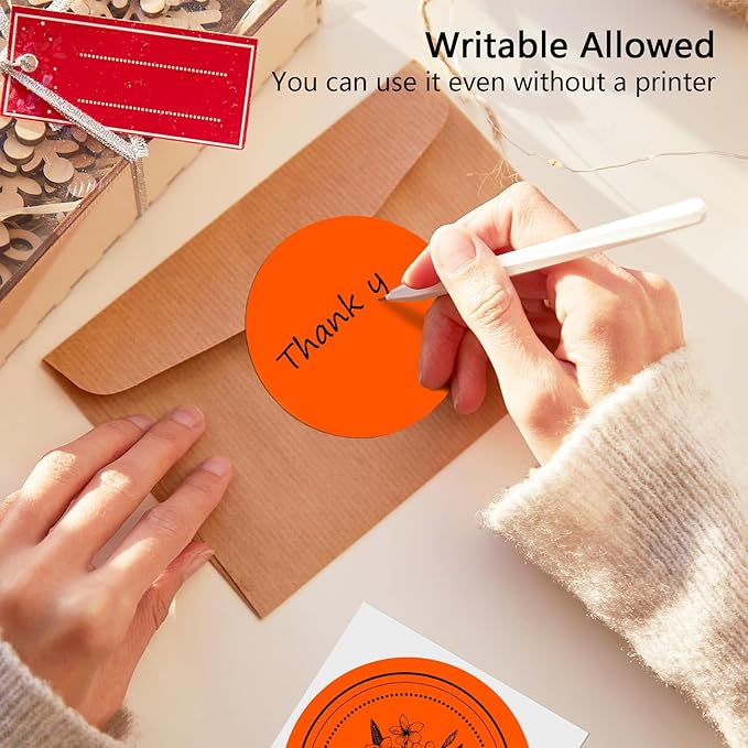 3X3 Inch Round Thermal Labels Circle Color Coding Labels Printable Waterproof 500PCS Round Stickers Adhesive Writable for Office, Garage, DIY Sticker, Barcodes, Name Tag, Fluorescent Orange