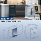 Tylza Under Counter Drawer Fridge 24 Inch, Built-in/Freestanding Beverage Refrigerator for Home and Commercial Use, Stainless Steel Material, Fast Cooling, Low Noise, Black