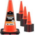 Xpose Safety 18 Inch Orange Traffic Cones, 24-Pack - Multipurpose PVC Plastic Safety Cone for Parking, Soccer, Caution, Kids and Construction - DOT Approved