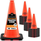 Xpose Safety 18 Inch Orange Traffic Cones, 24-Pack - Multipurpose PVC Plastic Safety Cone for Parking, Soccer, Caution, Kids and Construction - DOT Approved