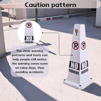 26.5" Caution Cones, 4-Sided Visible Safety Signs with Heavy Rubber Base, Warning for Slip & Fall Prevention, Indoor/Outdoor Use (4, No Parking-White, 26.5 inch)