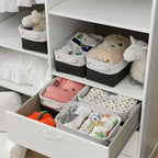 TheWarmHome Storage Bins for Shelves - 12x8x5.2 inch 1 Pack Storage Baskets for Gifts Empty for Closet Organizing Dog Gift Cloth Toy Cubes Box (White & Black)