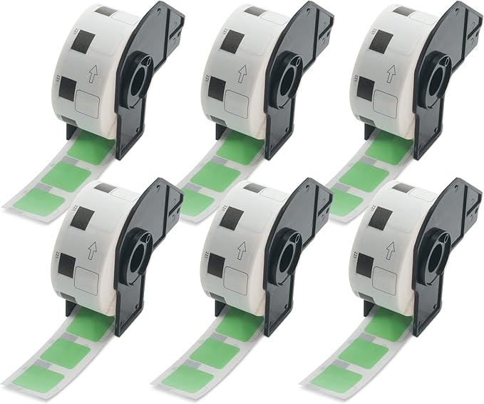 BETCKEY - Square Labels Replacement for Brother DK-1221 (0.9 in x 0.9 in), Compatible with Brother QL Label Printers [6 Rolls/6000 Labels, Green]