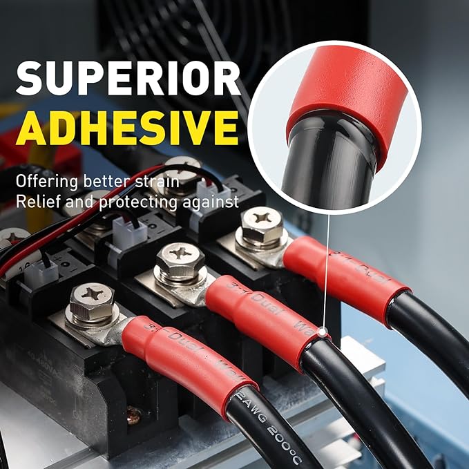 haisstronica 32 Feet 110PCS 3:1 Heat Shrink Tubing with Rich Hot Melt Adhesive-Versatile and Reliable 6Sizes Marine Grade Heat Shrink Tube(Black)