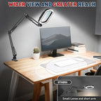 12X Large Desk Magnifying Glass with Light, Extra-Long Arm Rectangular Magnifying Lamp with 4-Way Clamp, 5 Color Dimmable LED Lighted Magnifier for Crafts Soldering Workbench Reading Sewing