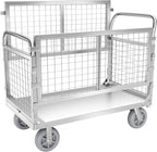Platform Truck with Cage, 6 in1 Foldable Heavy Duty Steel Flatbed Cart, Large Utility Cart w/Industrail Solid Casters, Load 2000LBS Multi-Purpose Push Dolly for Grocery/Laundry/Stall/Warehouse