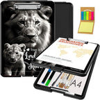 Clipboard with Storage,Office Supplies Nursing Clipboards Folder with Pen Holder Plastic Foldable Clip Board with Storage for Nurse Teacher,Lion Proverbs 3:5