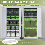SUNCROWN 72" Metal Storage Cabinet - Heavy-Duty Metal Garage Cabinet with 4 Adjustable Shelves & 2 Doors for Tools, Office, Home, Workshop,Cement Grey