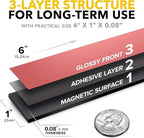 X-Bet Magnet Magnetic Strips with Adhesive Backing - Magnetic Tape for Crafts - Tool and Knife Magnet Strips for Kitchen, Garage and Garden - Adhesive Magnetic Tool Holder Strip for Wall(6 Pieces)