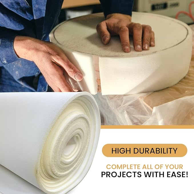 AK TRADING CO. 3/4” Thick Open Cell Upholstery Foam Padding – 56” Wide – by The Yard – Soft, High-Quality Upholstery, Crafts & DIY Projects Foam
