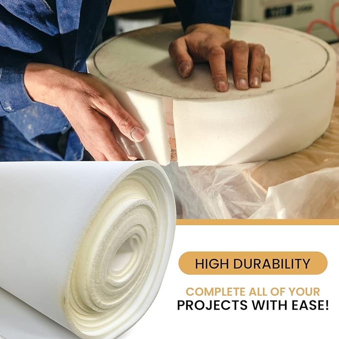 AK TRADING CO. 3/4” Thick Open Cell Upholstery Foam Padding – 56” Wide – by The Yard – Soft, High-Quality Upholstery, Crafts & DIY Projects Foam