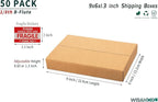 50 Pack 9x6x1.3 inch Shipping Boxes, Easy-Fold Multi-Depth DVD Mailer Box with Fragile Stickers for Mailing, Storing, Package, Gifts, Crafts, Business or Home, Brown