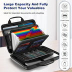 Fireproof Document Box, Hard Case Fireproof File Organizer Box with Lock and 13 Pocket Accordion File Folder, Portable Safe Box for Home Office Travel to Storage Important Documents Laptop Green