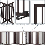 Dog Gates for The House Doorways Extra Wide 110 Inches Wood Freestanding Pet Gates for Dogs Indoor Fence with Support Stands