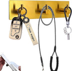 Kingdong Gold Key Holder for Wall 304 Stainless Key Hooks Adhesive Key Holder Wall Mount Key Hanger with 3 Heavy Duty Hooks Key Organizer for Kitchen, Bedroom, Bathroom (Gold(3 Hooks))
