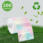 3x2 Inch Thermal Labels, Rainbow Holographic Thermal Sticker Labels, Glitter Thermals Stickers for DIY, Barcode, Mailing, Perforation Line Design, 200 PCS/1 Roll