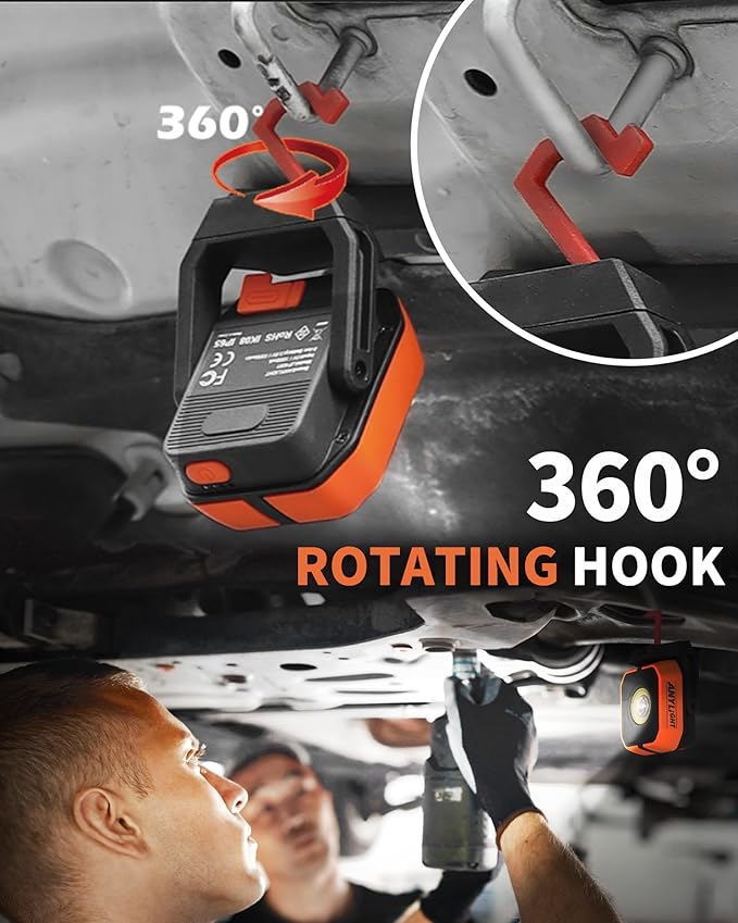 Work Light, Magnetic Rechargeable Light with 4 Modes & 150°Rotatable, 1200LM Waterproof Portable Light with 360° Rotating for Emergency Car Repair, Grill, Outdoor Work (1 PK Upgrade)