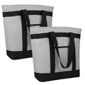 2Pk Insulated Reusable Tote Bag for Grocery Shopping for Women/Men, Pizza/Food Delivery Bag to Keep Food Cold/Hot for Professional Food Carriers, Cooler bags for Travel/Beach/Picnic, Grey