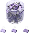 Temiary Aesthetic Binder Clips, 60 Pcs 0.6 Inches Small Metal Binder Clip with Clear Storage Container, Binding Paperwork Clamps for School Teachers Office Supplies (Purple)
