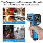Infrared Thermometer Temperature Gun, Non-Contact High Temp Thermometer with Probe, 30:1 Laser Pyrometer with Color LCD for Cooking, Engine, Kiln, Forging, HVAC & Industrial, -40℉ to 2462℉