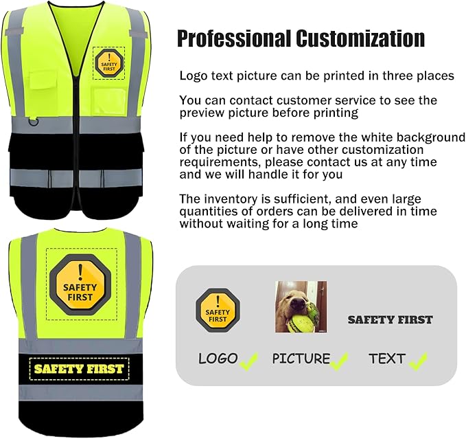 BeautyWill Custom Safety Vest Logo Class 2 High Visibility Reflevtive Vest Outdoor Protective Workwear